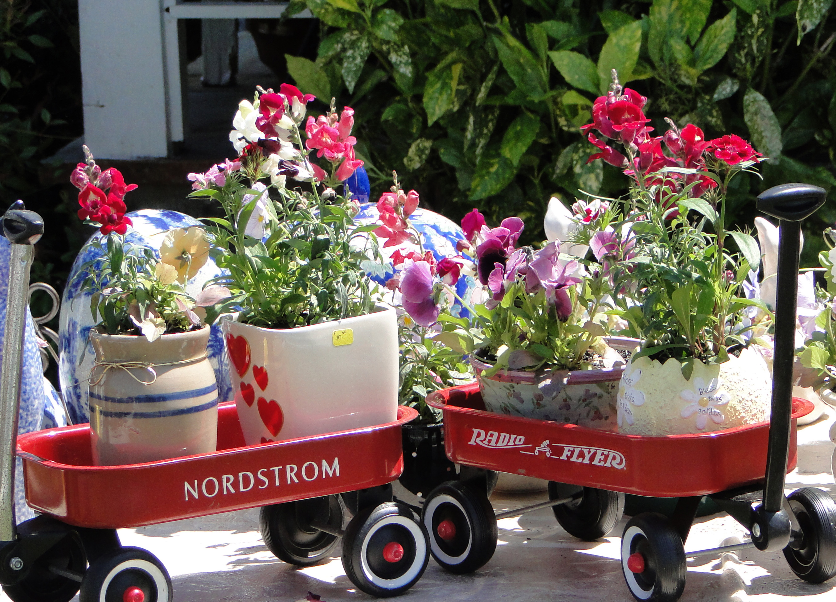 image of flowers in wagons